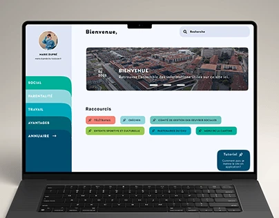 CHU Toulouse : Une proposition d’interface autour d’un tableau de bord et de ses accès. Un exercice scolaire, sans commande du CHU revendiquée.
